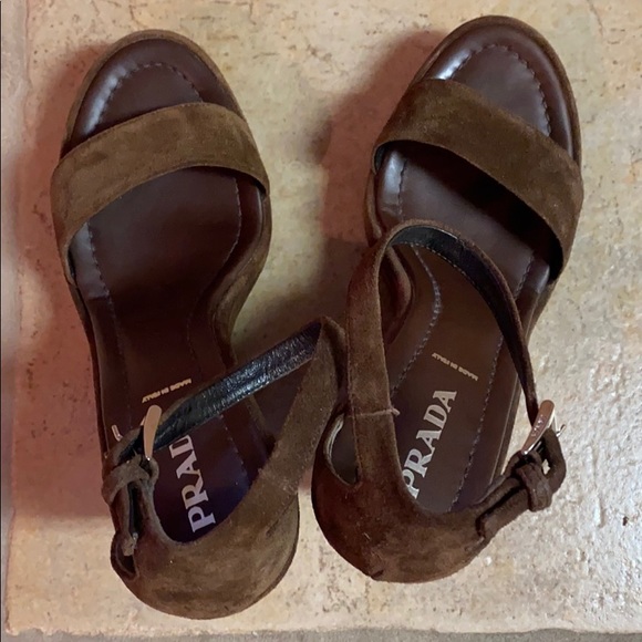 Prada Suede Wedge Sandals - Picture 5 of 9